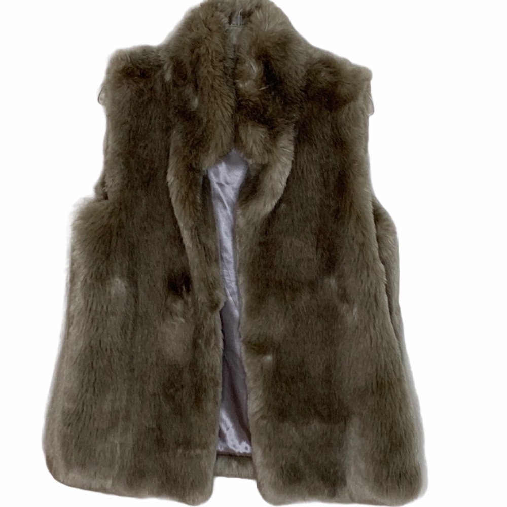 Calvin Klein Olive Green Faux Fur Vest